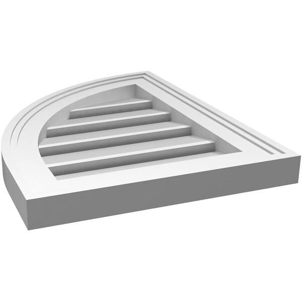 Ekena Millwork Quarter Round Top Left Surface Mount PVC Gable Vent w/ 2"W x 1-1/2"P Brickmould Frame, 14"W x 18"H - GVPQL14X1802SF