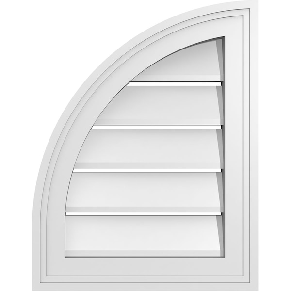 Ekena Millwork Quarter Round Top Left Surface Mount PVC Gable Vent w/ 2"W x 1-1/2"P Brickmould Frame, 14"W x 18"H - GVPQL14X1802SF