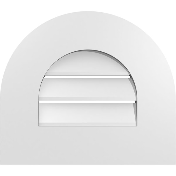 Ekena Millwork Round Top Surface Mount PVC Gable Vent: Functional, w/ 3-1/2"W x 1"P Standard Frame, 16"W x 14"H - GVPRT16X1401SF