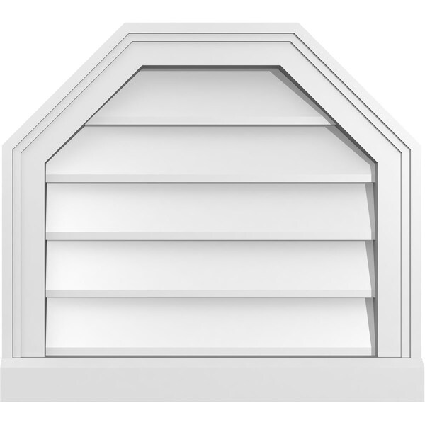 Ekena Millwork Octagonal Top Surface Mount PVC Gable Vent w/ 2"W x 2"P Brickmould Sill Frame, 20"W x 18"H - GVPOT20X1803SN