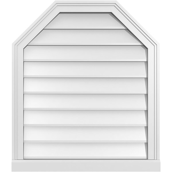 Ekena Millwork Octagonal Top Surface Mount PVC Gable Vent w/ 2"W x 2"P Brickmould Sill Frame, 26"W x 30"H - GVPOT26X3003SN