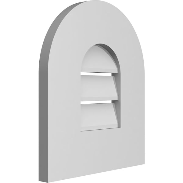 Ekena Millwork Round Top Surface Mount PVC Gable Vent: Functional, w/ 3-1/2"W x 1"P Standard Frame, 12"W x 14"H - GVPRT12X1401SF