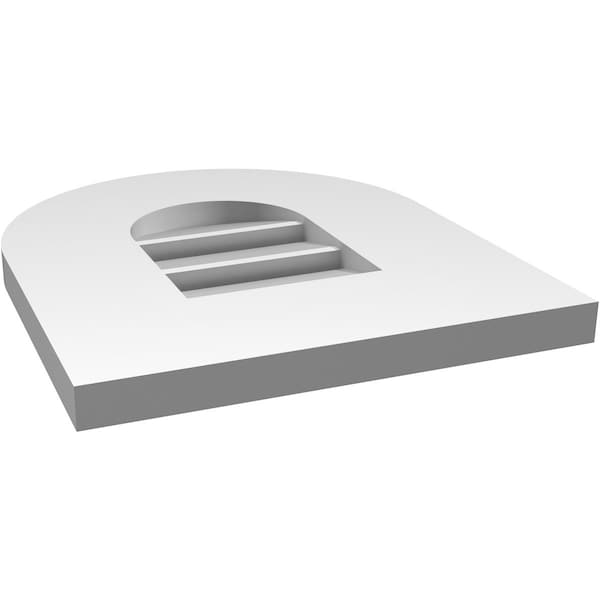 Ekena Millwork Round Top Surface Mount PVC Gable Vent: Functional, w/ 3-1/2"W x 1"P Standard Frame, 12"W x 14"H - GVPRT12X1401SF