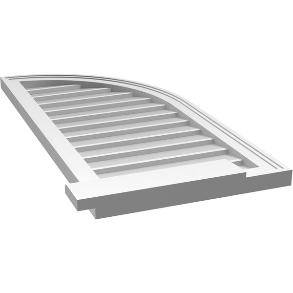 Ekena Millwork Quarter Round Top Right Surface Mount PVC Gable Vent w/ 2"W x 2"P Brickmould Sill Frame, 18"W x 38"H - GVPQR18X3803SN