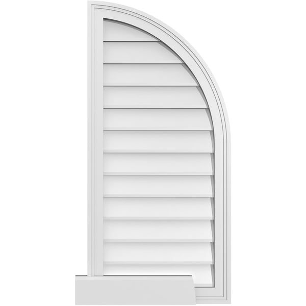 Ekena Millwork Quarter Round Top Right Surface Mount PVC Gable Vent w/ 2"W x 2"P Brickmould Sill Frame, 18"W x 38"H - GVPQR18X3803SN
