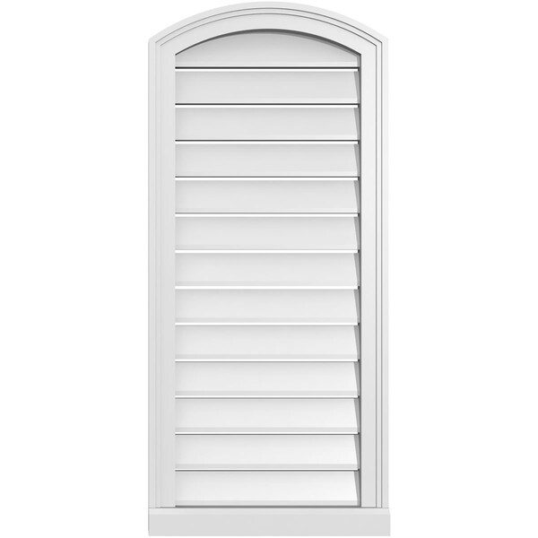 Ekena Millwork Arch Top Surface Mount PVC Gable Vent w/ 2"W x 2"P Brickmould Sill Frame, 18"W x 38"H - GVPAR18X3803SN