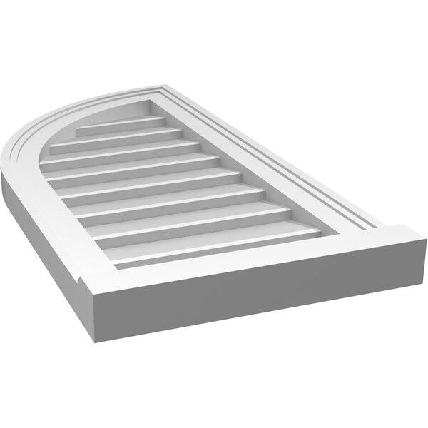 Ekena Millwork Quarter Round Top Left Surface Mount PVC Gable Vent w/ 2"W x 2"P Brickmould Sill Frame, 14"W x 28"H - GVPQL14X2803SN