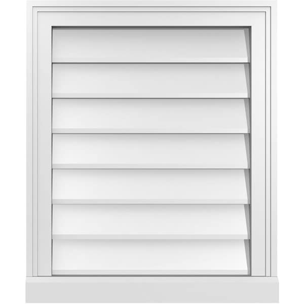 Ekena Millwork Vertical Surface Mount PVC Gable Vent w/ 2"W x 2"H , Brickmould Sill Frame, 20"W x 24"H - GVPVE20X2403SN