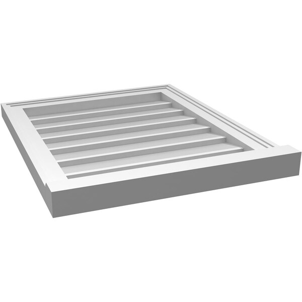 Ekena Millwork Vertical Surface Mount PVC Gable Vent w/ 2"W x 2"H , Brickmould Sill Frame, 20"W x 24"H - GVPVE20X2403SN