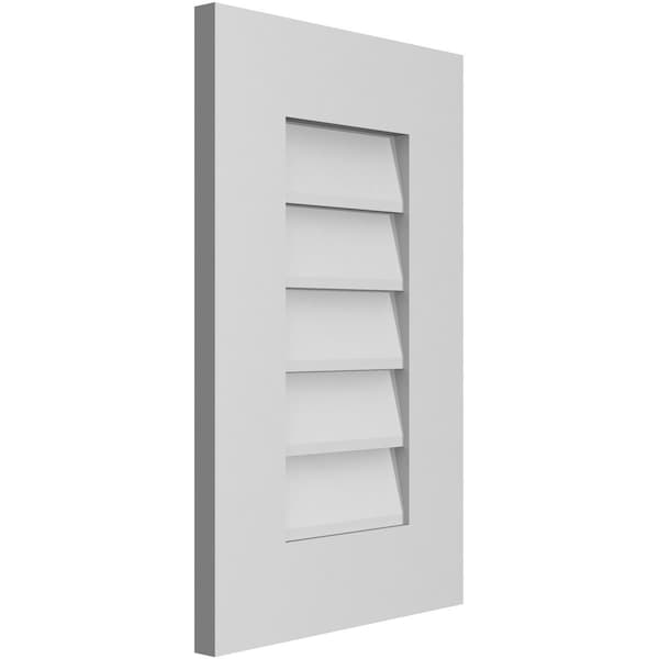 Ekena Millwork Vertical Surface Mount PVC Gable Vent: Non-Functional, w/ 3-1/2"W x 1"P Standard Frame, 14"W x 22"H - GVPVE14X2201SN