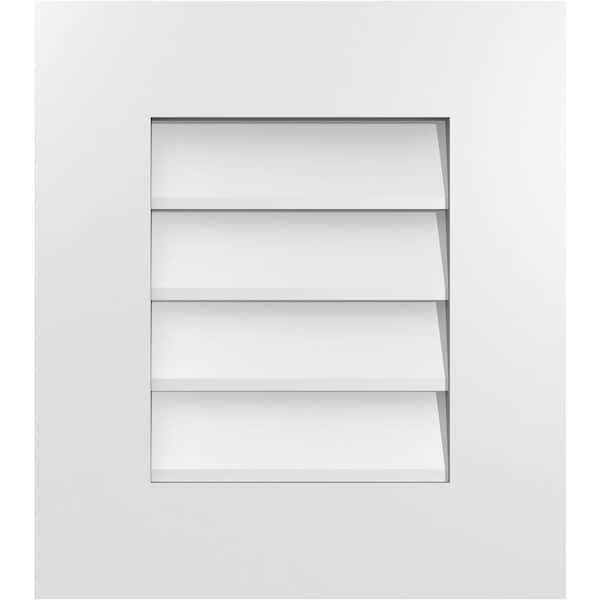 Ekena Millwork Vertical Surface Mount PVC Gable Vent: Non-Functional, w/ 3-1/2"W x 1"P Standard Frame, 16"W x 18"H - GVPVE16X1801SN