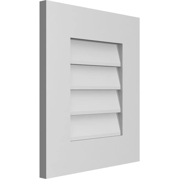 Ekena Millwork Vertical Surface Mount PVC Gable Vent: Non-Functional, w/ 3-1/2"W x 1"P Standard Frame, 16"W x 18"H - GVPVE16X1801SN
