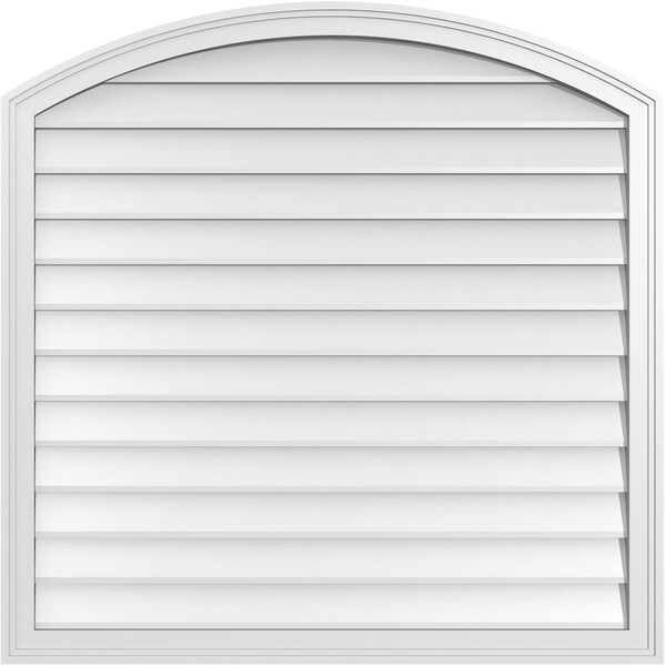 Ekena Millwork Arch Top Surface Mount PVC Gable Vent: Functional, w/ 2"W x 1-1/2"P Brickmould Frame, 40"W x 40"H - GVPAR40X4002SF