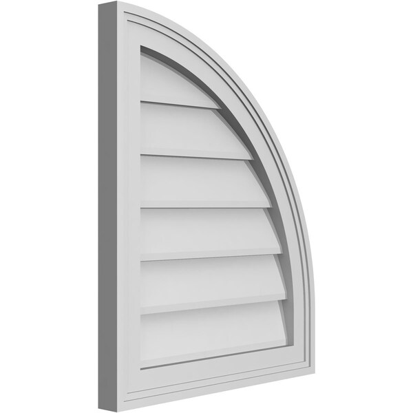 Ekena Millwork Quarter Round Top Right Surface Mount PVC Gable Vent w/ 2"W x 1-1/2"P Brickmould Frame, 18"W x 22"H - GVPQR18X2202SN