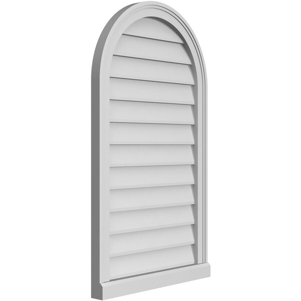 Ekena Millwork Round Top Surface Mount PVC Gable Vent w/ 2"W x 2"P Brickmould Sill Frame, 22"W x 38"H - GVPRT22X3803SN