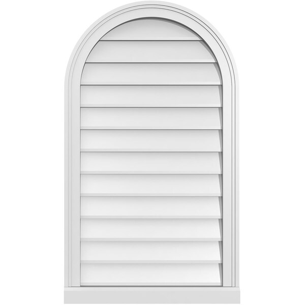 Ekena Millwork Round Top Surface Mount PVC Gable Vent w/ 2"W x 2"P Brickmould Sill Frame, 22"W x 38"H - GVPRT22X3803SN