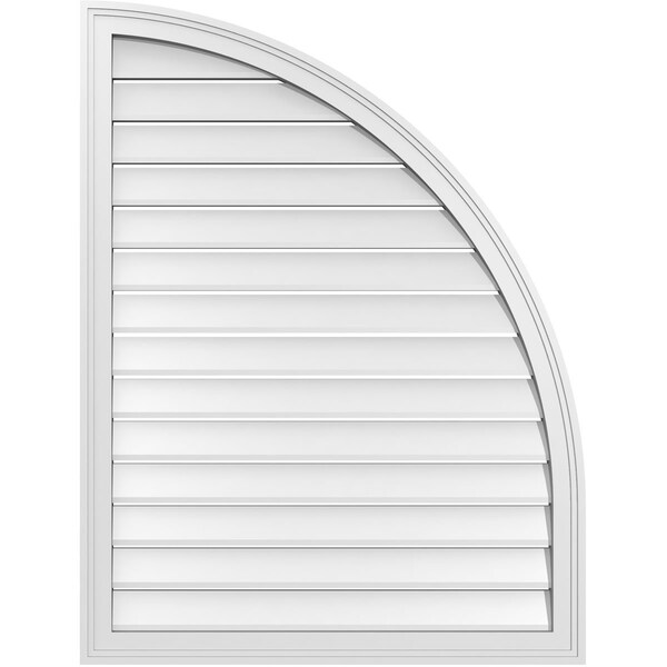 Ekena Millwork Quarter Round Top Right Surface Mount PVC Gable Vent w/ 2"W x 2"P Brickmould Sill Frame, 32"W x 42"H - GVPQR32X4203SF