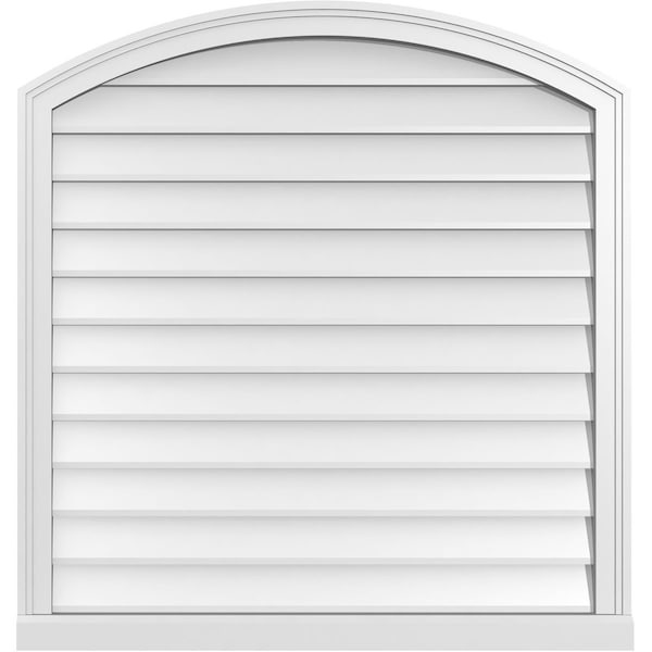 Ekena Millwork Arch Top Surface Mount PVC Gable Vent: Functional, w/ 2"W x 2"P Brickmould Sill Frame, 36"W x 38"H - GVPAR36X3803SF
