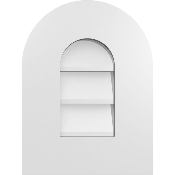Ekena Millwork Round Top Surface Mount PVC Gable Vent: Non-Functional, w/ 3-1/2"W x 1"P Standard Frame, 12"W x 16"H - GVPRT12X1601SN