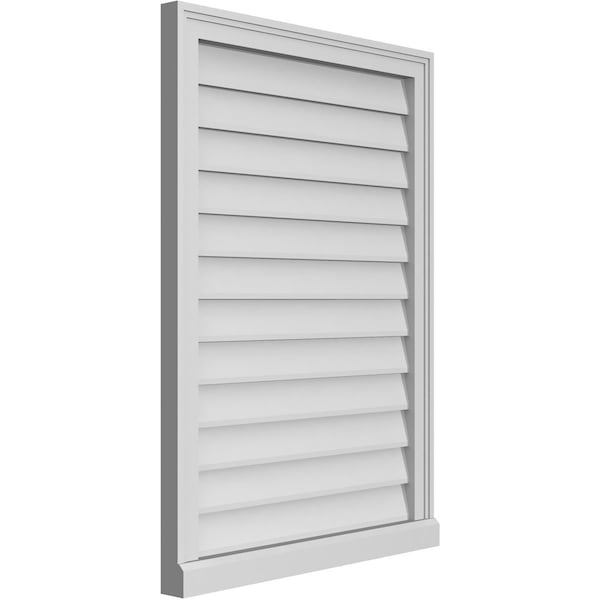 Ekena Millwork Vertical Surface Mount PVC Gable Vent w/ 2"W x 2"H , Brickmould Sill Frame, 26"W x 36"H - GVPVE26X3603SN