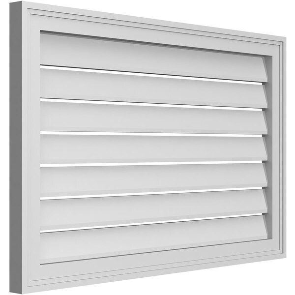 Ekena Millwork Vertical Surface Mount PVC Gable Vent: Functional, w/ 2"W x 1-1/2"P Brickmould Frame, 34"W x 22"H - GVPVE34X2202SF