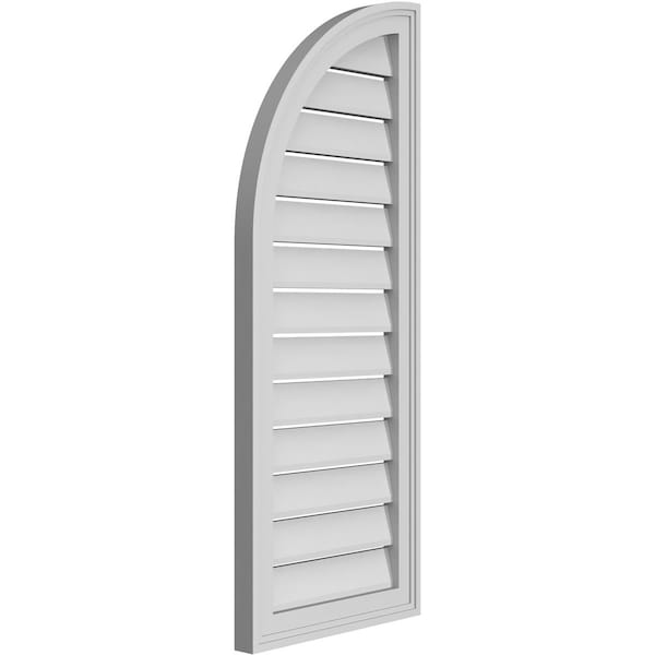 Ekena Millwork Quarter Round Top Left Surface Mount PVC Gable Vent w/ 2"W x 1-1/2"P Brickmould Frame, 16"W x 40"H - GVPQL16X4002SF