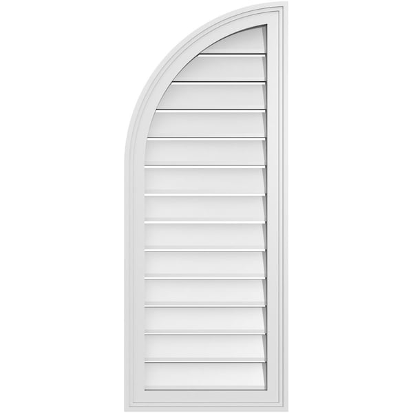 Ekena Millwork Quarter Round Top Left Surface Mount PVC Gable Vent w/ 2"W x 1-1/2"P Brickmould Frame, 16"W x 40"H - GVPQL16X4002SF