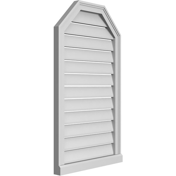 Ekena Millwork Octagonal Top Surface Mount PVC Gable Vent w/ 2"W x 2"P Brickmould Sill Frame, 22"W x 38"H - GVPOT22X3803SF