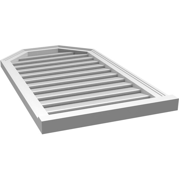 Ekena Millwork Octagonal Top Surface Mount PVC Gable Vent w/ 2"W x 2"P Brickmould Sill Frame, 22"W x 38"H - GVPOT22X3803SF
