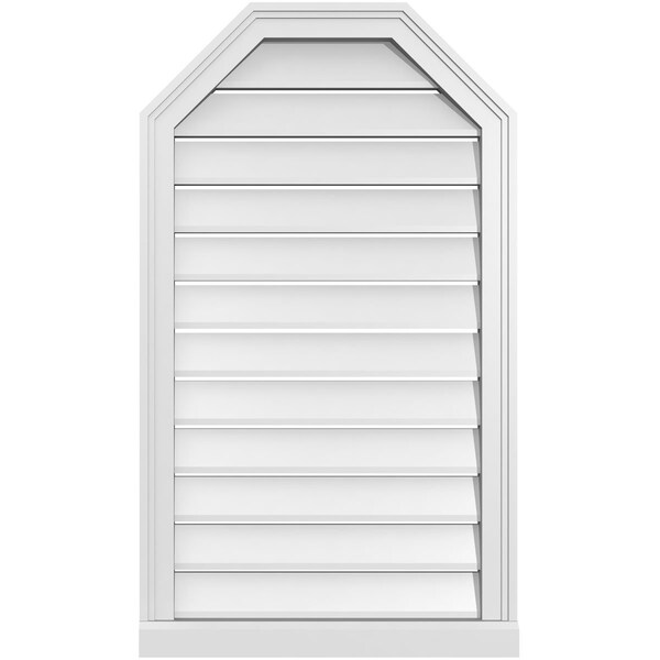 Ekena Millwork Octagonal Top Surface Mount PVC Gable Vent w/ 2"W x 2"P Brickmould Sill Frame, 22"W x 38"H - GVPOT22X3803SF