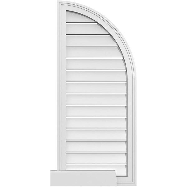 Ekena Millwork Quarter Round Top Right Surface Mount PVC Gable Vent w/ 2"W x 2"P Brickmould Sill Frame, 18"W x 42"H - GVPQR18X4203SF