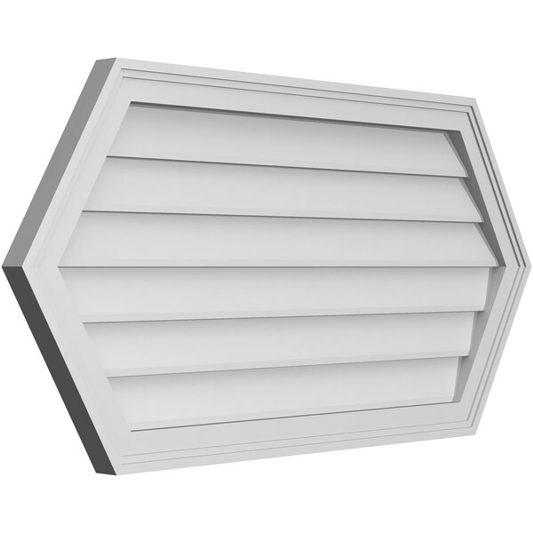 Ekena Millwork Half Round Surface Mount PVC Gable Vent w/ 2"W x 1-1/2"P Brickmould Frame, 40"W x 20"H - GVPHR40X2002SN