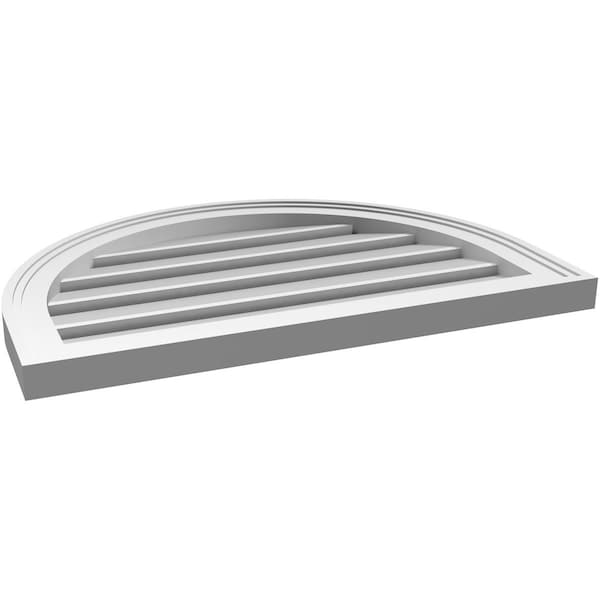 Ekena Millwork Round Top Surface Mount PVC Gable Vent: Functional, w/ 2"W x 1-1/2"P Brickmould Frame, 26"W x 18"H - GVPRT26X1802SF