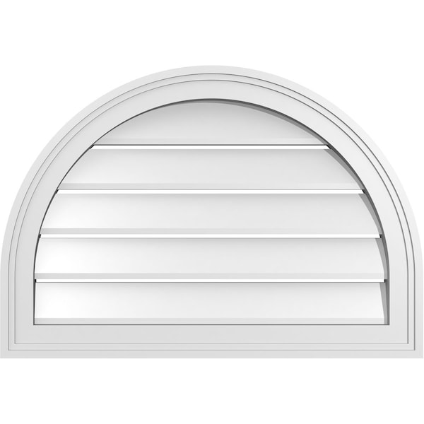 Ekena Millwork Round Top Surface Mount PVC Gable Vent: Functional, w/ 2"W x 1-1/2"P Brickmould Frame, 26"W x 18"H - GVPRT26X1802SF