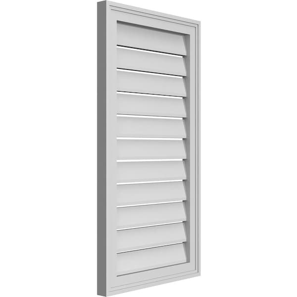 Ekena Millwork Vertical Surface Mount PVC Gable Vent: Functional, w/ 2"W x 1-1/2"P Brickmould Frame, 18"W x 34"H - GVPVE18X3402SF