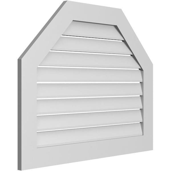 Ekena Millwork Octagonal Top Surface Mount PVC Gable Vent: Functional, w/ 3-1/2"W x 1"P Standard Frame, 38"W x 30"H - GVPOT38X3001SF