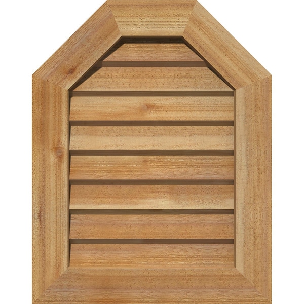 Ekena Millwork Octagonal Top Gable Vent Western Red Cedar Gable Vent w/Decorative Face Frame, 30"W x 34"H - GVWOT30X3402RDUWR