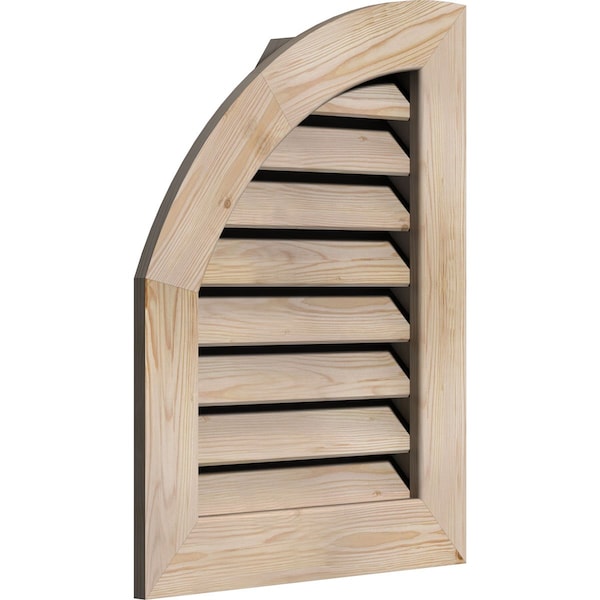 Ekena Millwork Quarter Round Top Left Functional, Pine Gable Vent w/ 1" x 4" Flat Trim Frame, 06"W x 32"H - GVWQL06X3201SFUPI
