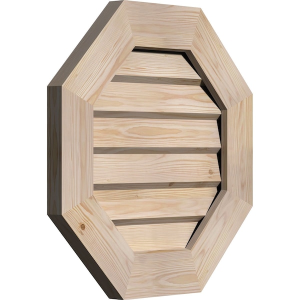Ekena Millwork Octagonal Gable Vent Non-Functional, Pine Gable Vent w/ Decorative Face Frame, 16"W x 16"H - GVWOC16X1602SDUPI