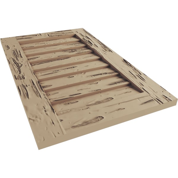 Ekena Millwork Timberthane Pecky Cypress Vertical Faux Wood Non-Functional Gable Vent, Primed Tan, 24"W x 48"H - GVURVE24X48DPCPR