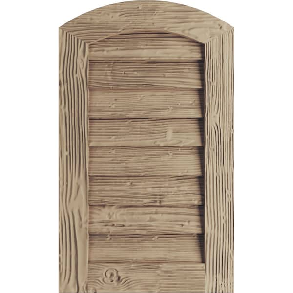 Ekena Millwork Timberthane Sandblasted Arch Top Faux Wood Non-Functional Gable Vent, Primed Tan, 28"W x 42"H - GVURAR28X42DSDPR