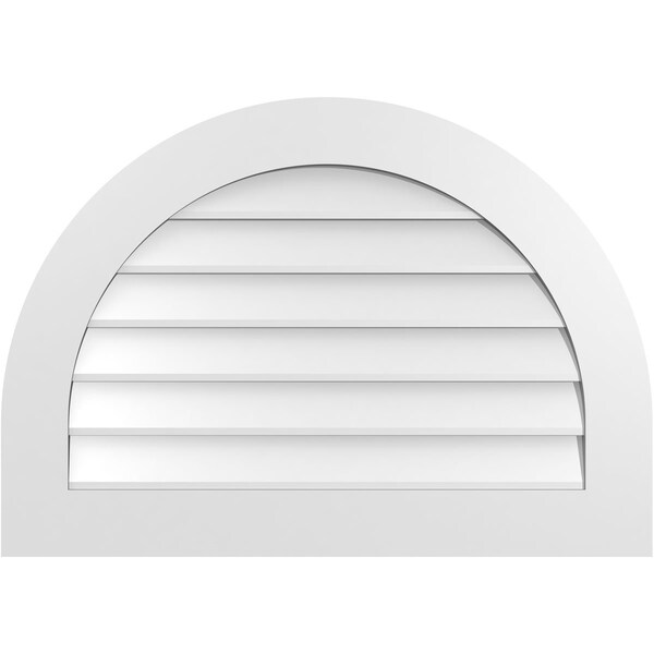 Ekena Millwork Round Top Surface Mount PVC Gable Vent: Non-Functional, w/ 3-1/2"W x 1"P Standard Frame, 34"W x 24"H - GVPRT34X2401SN