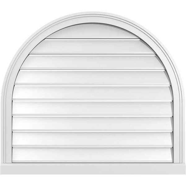 Ekena Millwork Round Top Surface Mount PVC Gable Vent: Functional, w/ 2"W x 2"P Brickmould Sill Frame, 34"W x 30"H - GVPRT34X3003SF