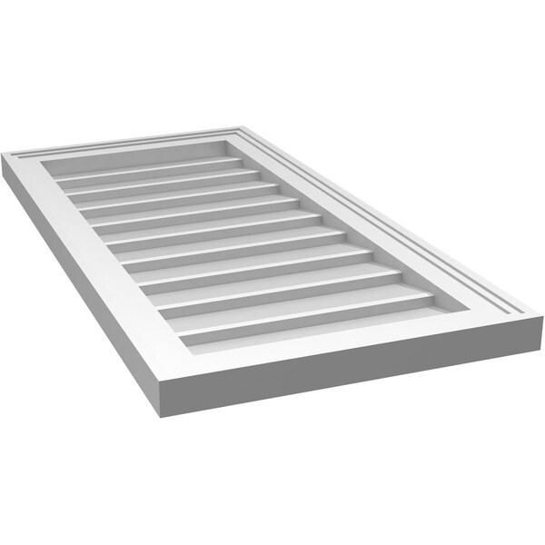 Ekena Millwork Vertical Surface Mount PVC Gable Vnt: Non-Functional, w/2"W x 1-1/2"H, Brickmould Frame, 16"W x 32"H - GVPVE16X3202SN
