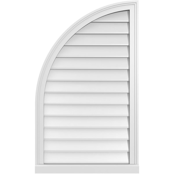 Ekena Millwork Quarter Round Top Left Surface Mount PVC Gable Vent w/ 2"W x 2"P Brickmould Sill Frame, 24"W x 40"H - GVPQL24X4003SN