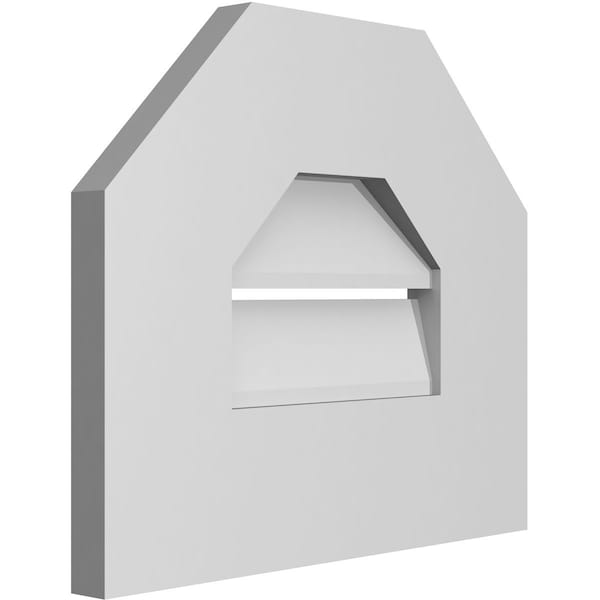 Ekena Millwork Octagonal Top Surface Mount PVC Gable Vent: Functional, w/ 3-1/2"W x 1"P Standard Frame, 14"W x 12"H - GVPOT14X1201SF