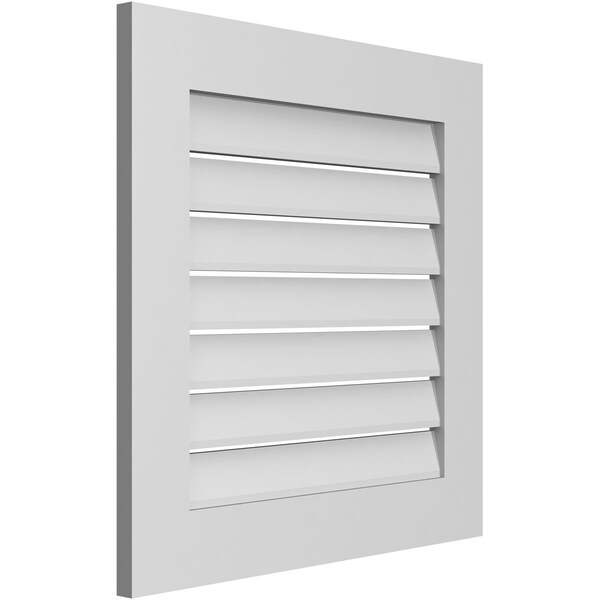Ekena Millwork Vertical Surface Mount PVC Gable Vent: Functional, w/ 3-1/2"W x 1"P Standard Frame, 26"W x 26"H - GVPVE26X2601SF