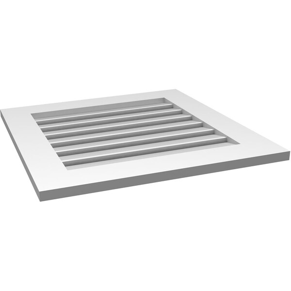 Ekena Millwork Vertical Surface Mount PVC Gable Vent: Functional, w/ 3-1/2"W x 1"P Standard Frame, 26"W x 26"H - GVPVE26X2601SF
