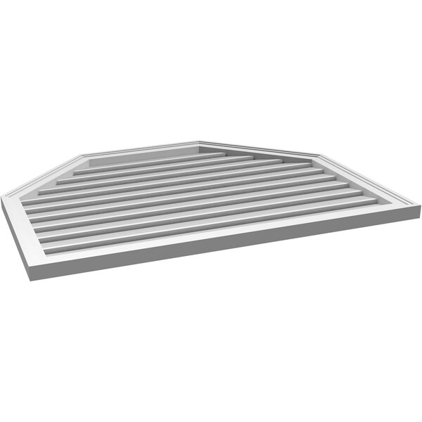 Ekena Millwork Octagonal Top Surface Mount PVC Gable Vent w/ 2"W x 1-1/2"P Brickmould Frame, 42"W x 32"H - GVPOT42X3202SF