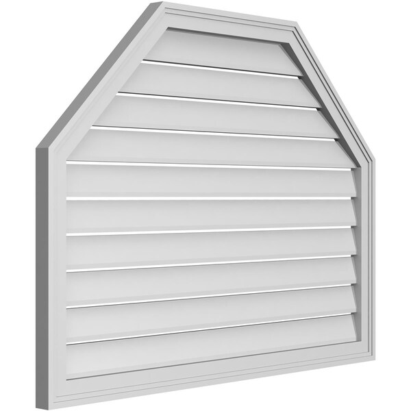 Ekena Millwork Octagonal Top Surface Mount PVC Gable Vent w/ 2"W x 1-1/2"P Brickmould Frame, 42"W x 32"H - GVPOT42X3202SF